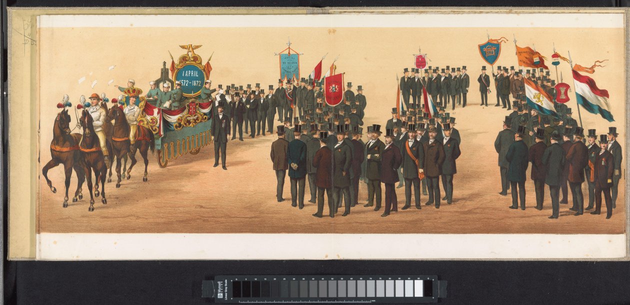 Kulkue Haarlemissa, 1872 (taulu 10) Kulkue pidettiin Haarlemissa 1. huhtikuuta 1872. (sarjan nimi esineellä) tekijältä Emrik and Binger