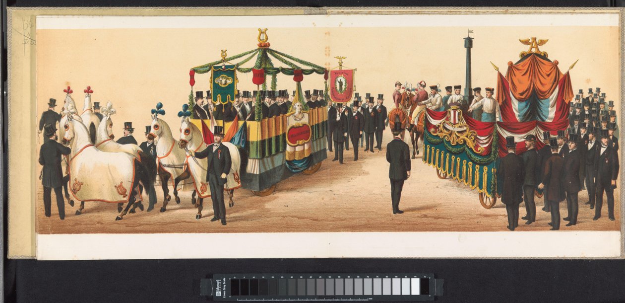 Paraati Haarlemissa, 1872 (levy 9) Kulkue pidettiin Haarlemissa 1. huhtikuuta 1872. (sarjan nimi esineellä) tekijältä Emrik and Binger