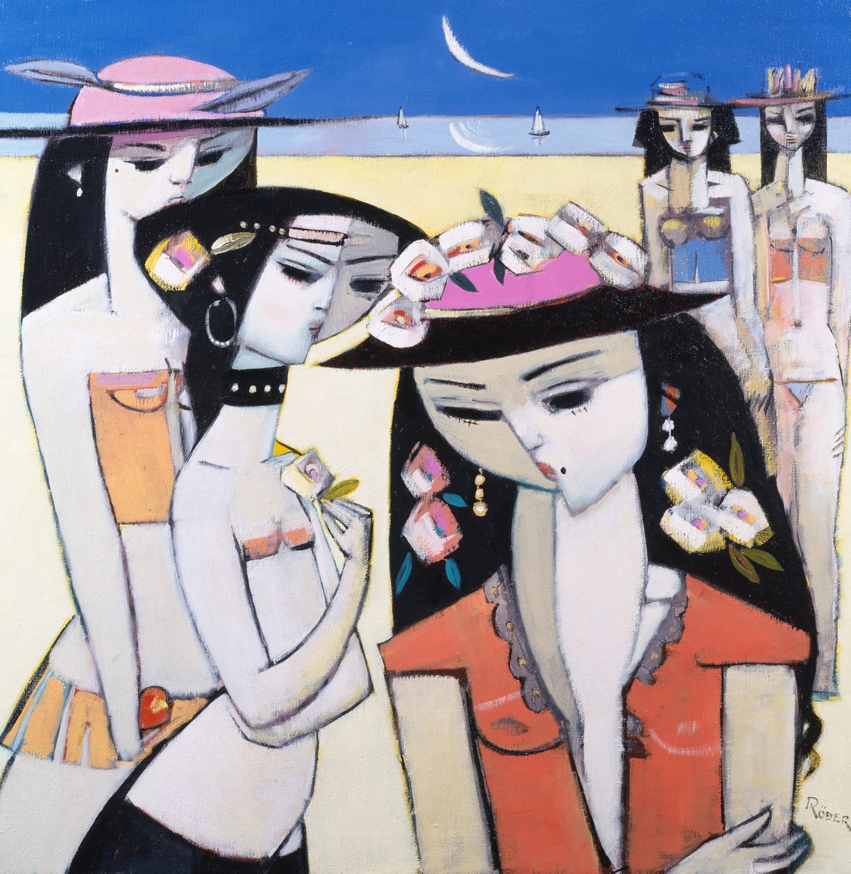 Us Three and Two Others, 2008 (öljy kankaalle) tekijältä Endre Roder