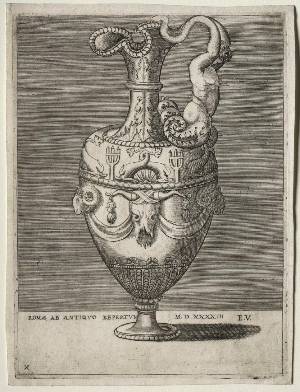 Delfiineillä koristeltu Ewer, 1543. tekijältä Enea Vico