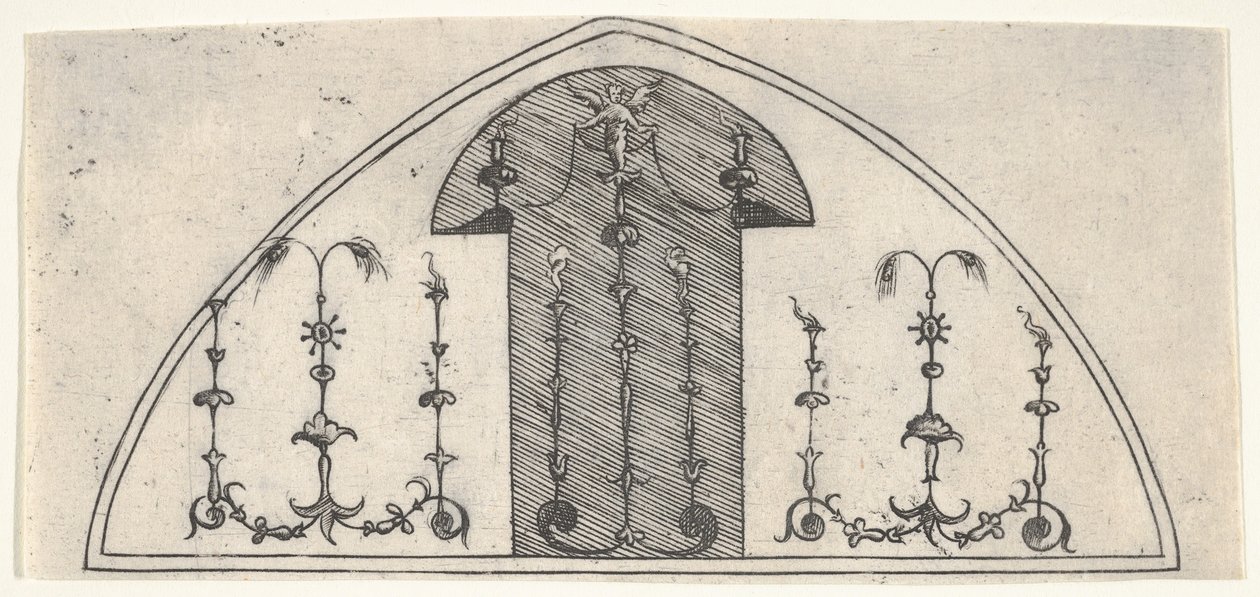 Lansetin muotoinen groteskin koristeellinen paneeli, 1541. tekijältä Enea Vico