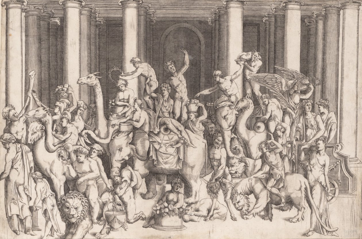 Intian Bacchuksen voitto, n. 1542. tekijältä Enea Vico.