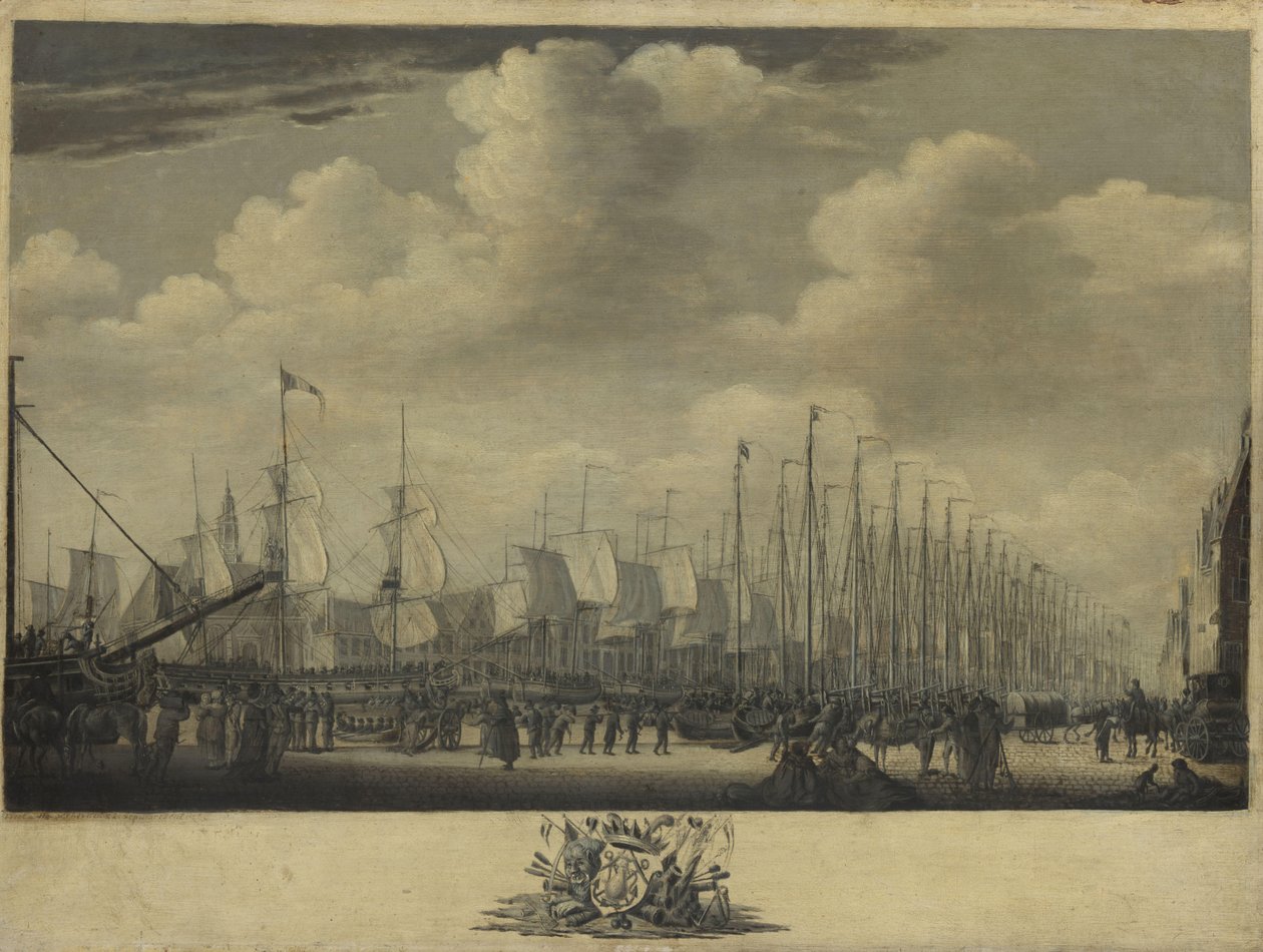 Laivaston kokoaminen Vlissingenin satamaan, 1804 tekijältä Engel Hoogerheyden