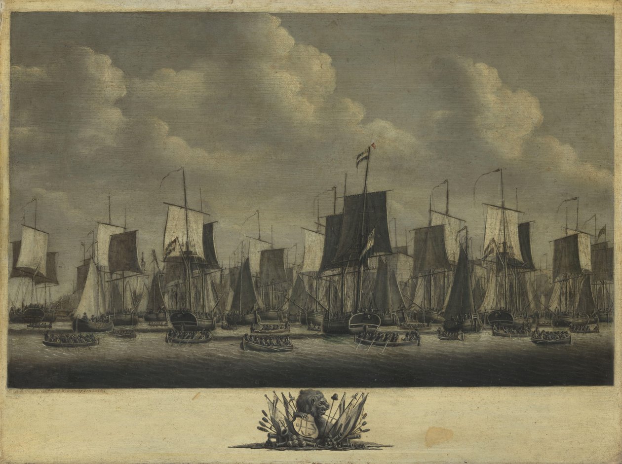 Laivasto lähtee Vlissingenin satamasta, 1804 tekijältä Engel Hoogerheyden