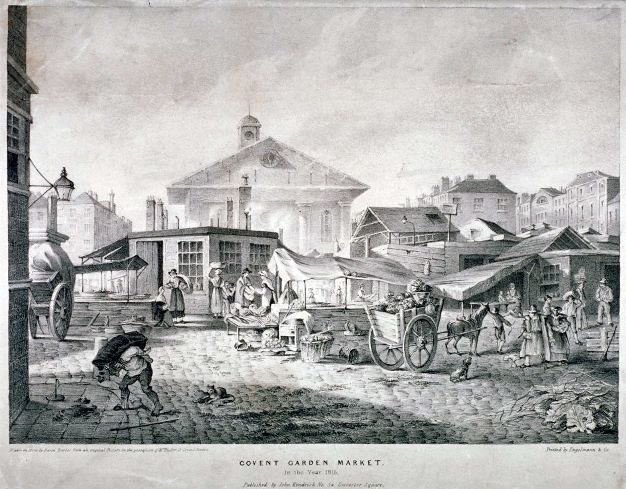 Covent Garden Market, Westminster, Lontoo, 1815 tekijältä Engelmann and Company