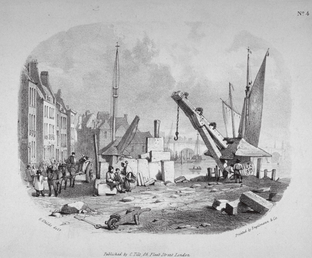 Millbank, Westminster, Lontoo, 1825 tekijältä Engelmann and Company