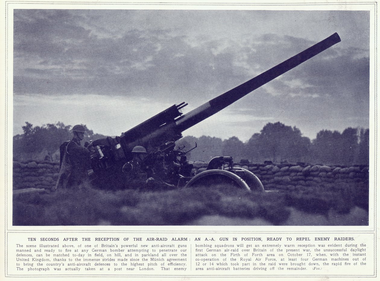 Ilmatorjuntaase, The Illustrated War News, julkaistu 1. marraskuuta 1939 tekijältä English Photographer