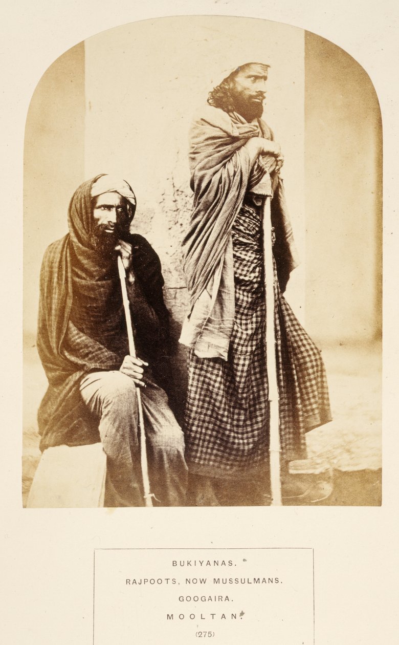 Bukiyanas, Rajpoots, nyt Mussulmans, Googaira, Mooltan, J. Forbes Watsonin teoksesta The People of India, julkaistu 1868 (albumiprintti) tekijältä English Photographer