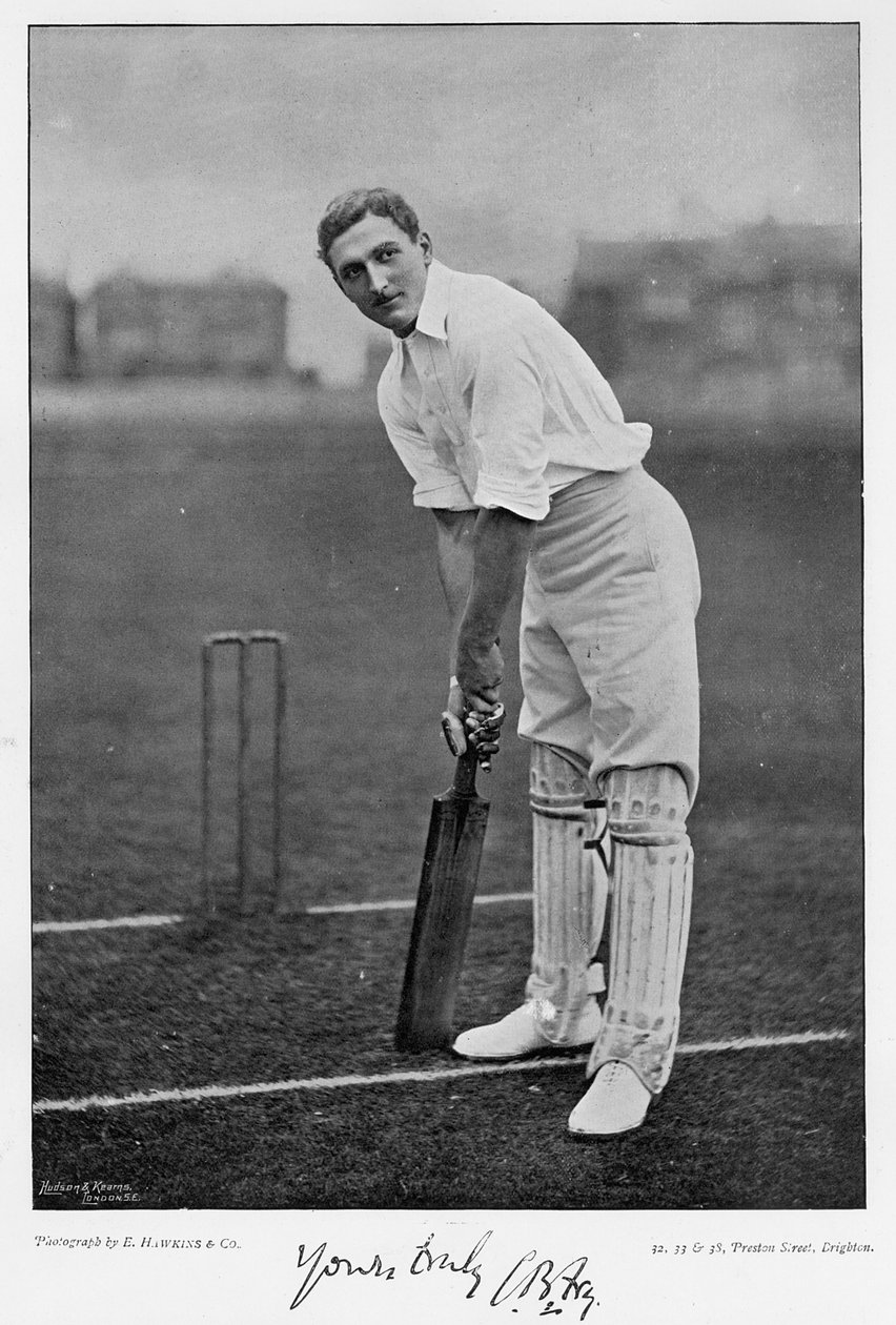 C.B. Fry, Famous Cricketers and Cricket Grounds, julkaisija Hudsonby and Kearns, 1895 valokuva) tekijältä English Photographer