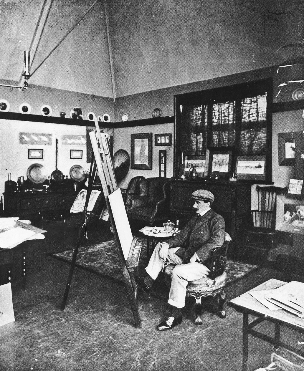 Cecil Aldin studiossaan tekijältä English Photographer