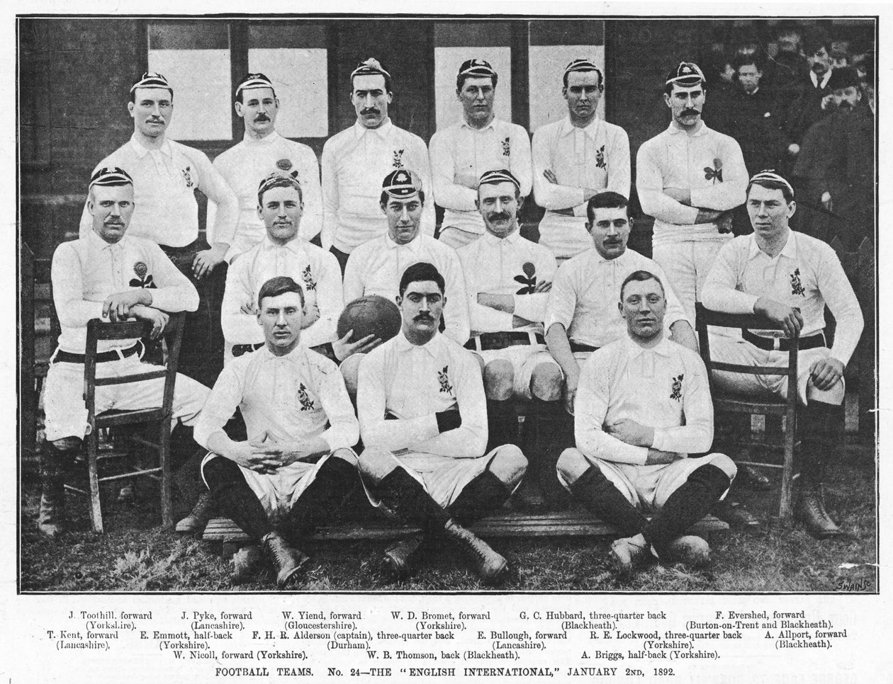 Englannin kansainvälinen jalkapallojoukkue, 2. tammikuuta 1892 tekijältä English Photographer