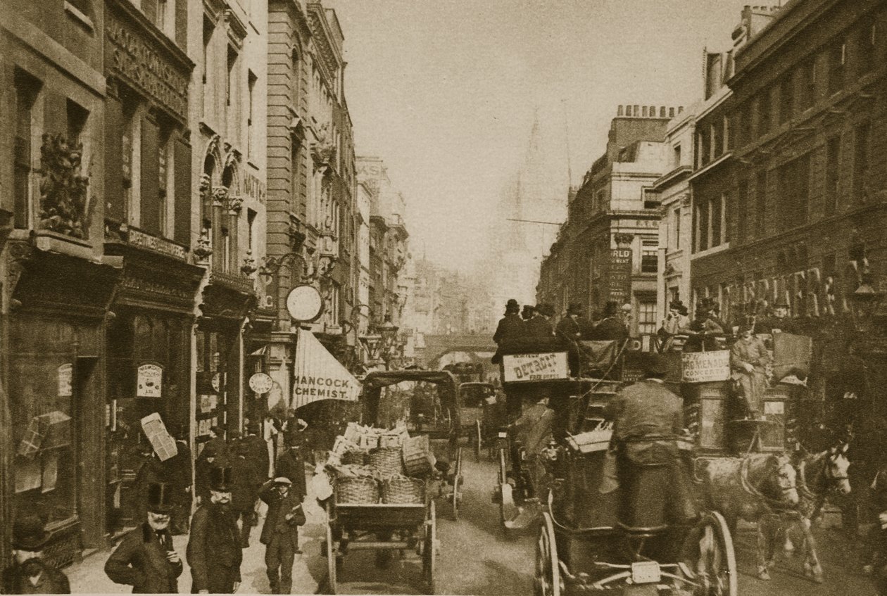 Fleet Street vuonna 1880 (seepiakuva) tekijältä English Photographer