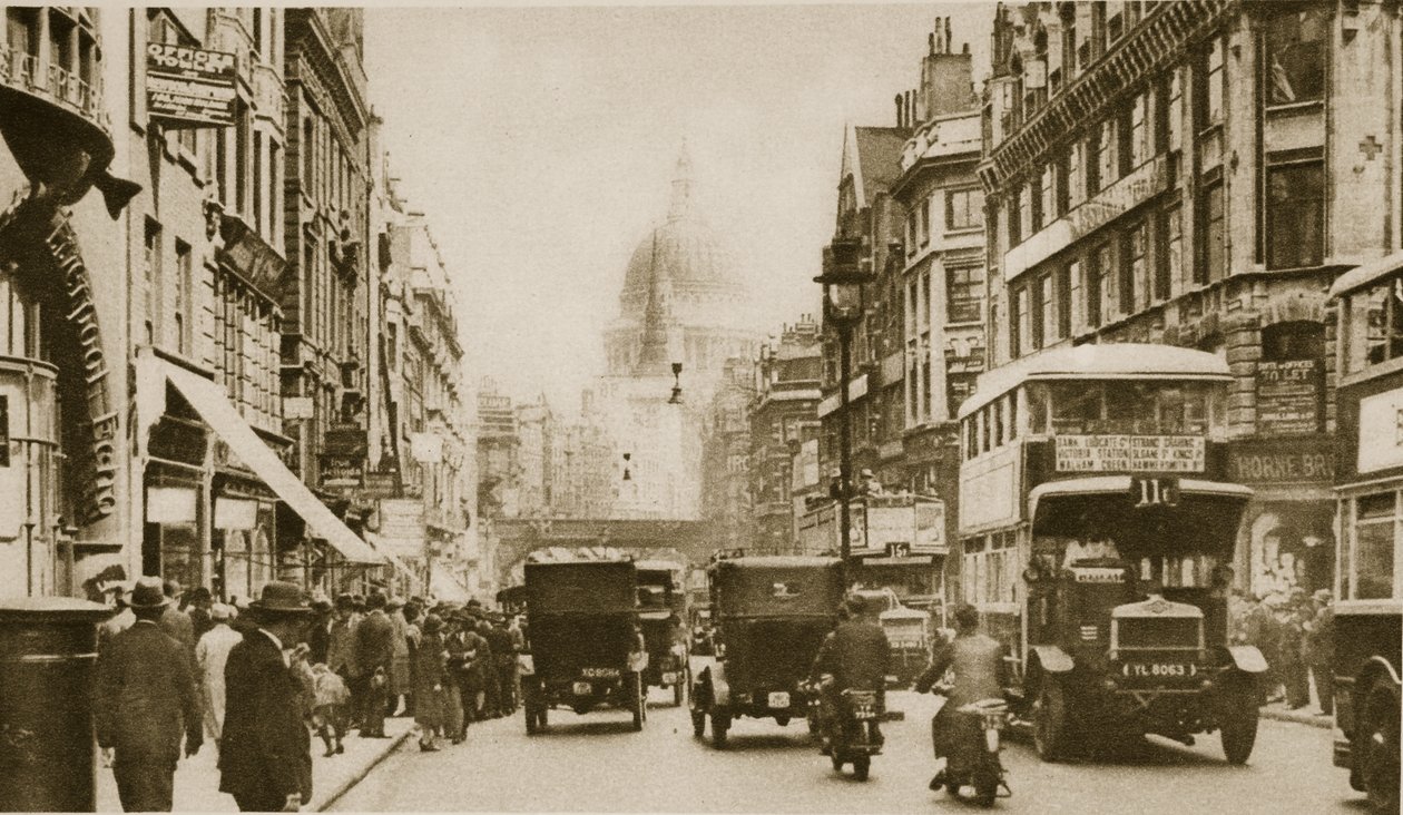 Fleet Street vuonna 1926 (seepiakuva) tekijältä English Photographer