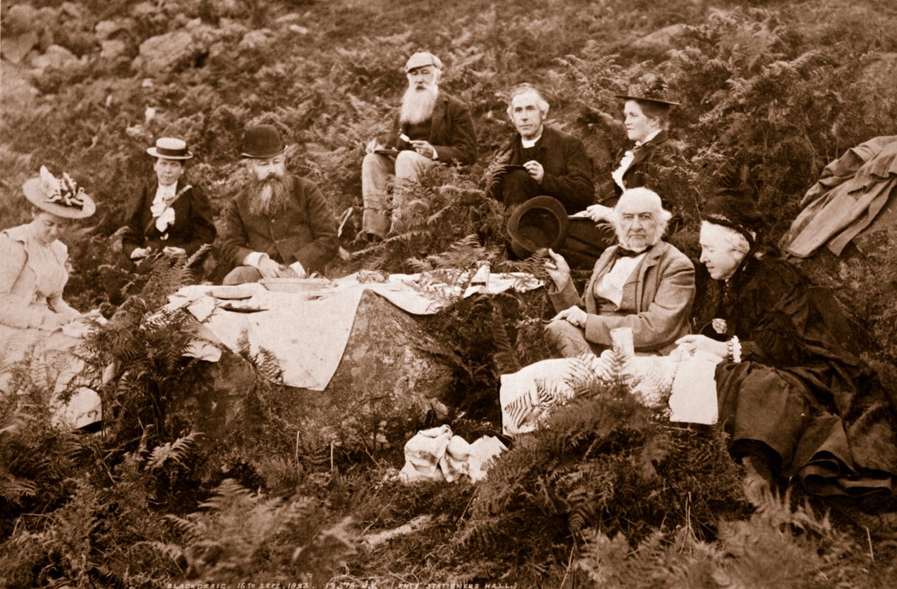 Gladstonen piknik Black Craigin linnassa, painatus J. Valentine, 1893 (syväpaino) tekijältä English Photographer