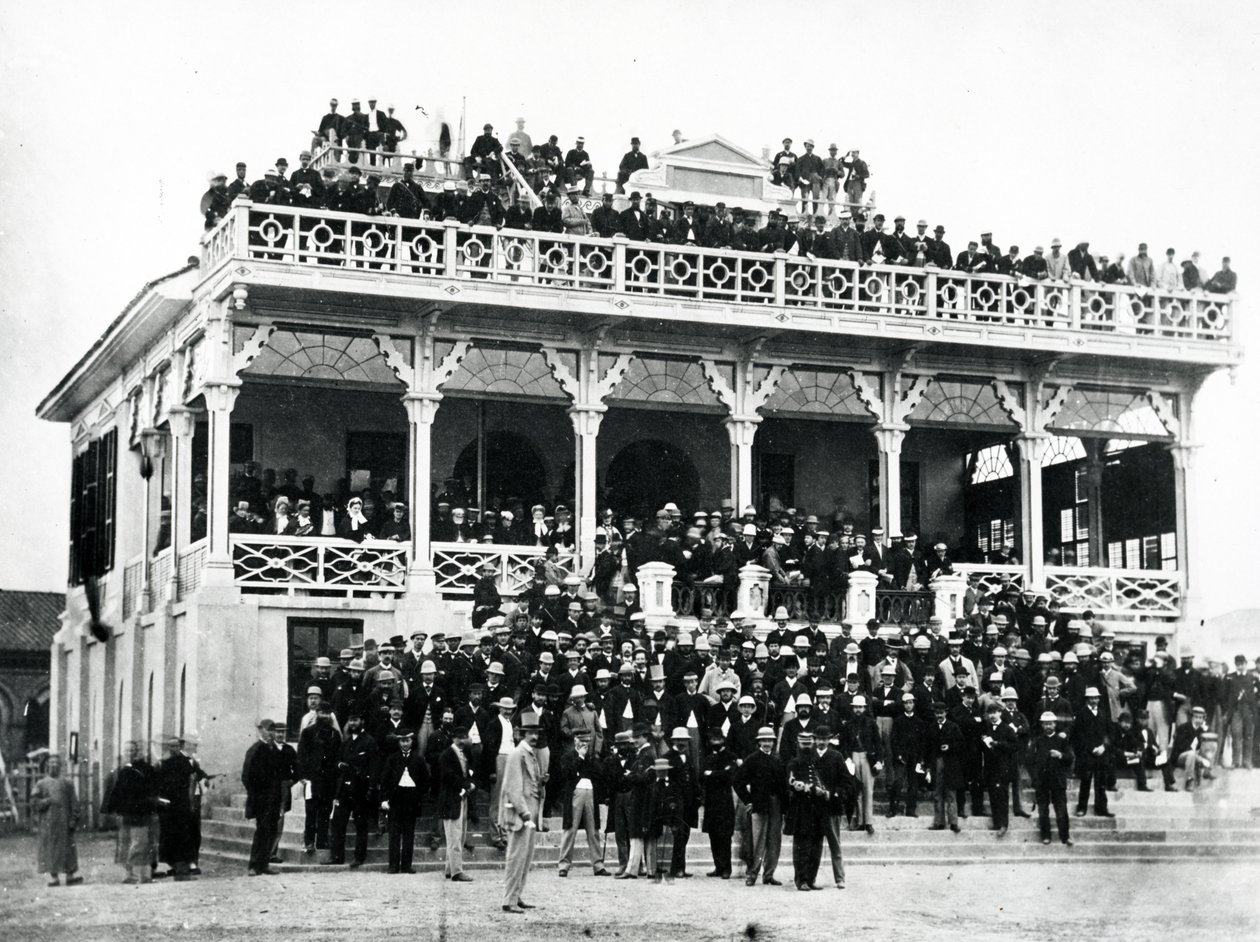 Katsomo täynnä ihmisiä, Shanghai, n.1870-luku tekijältä English Photographer