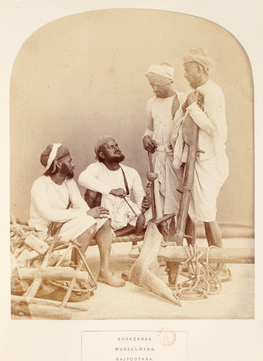 Khanzadas, Mussulmans, Rajpootana, J. Forbes Watsonin teoksesta The People of India, julkaistu 1868 (albumiprintti) tekijältä English Photographer