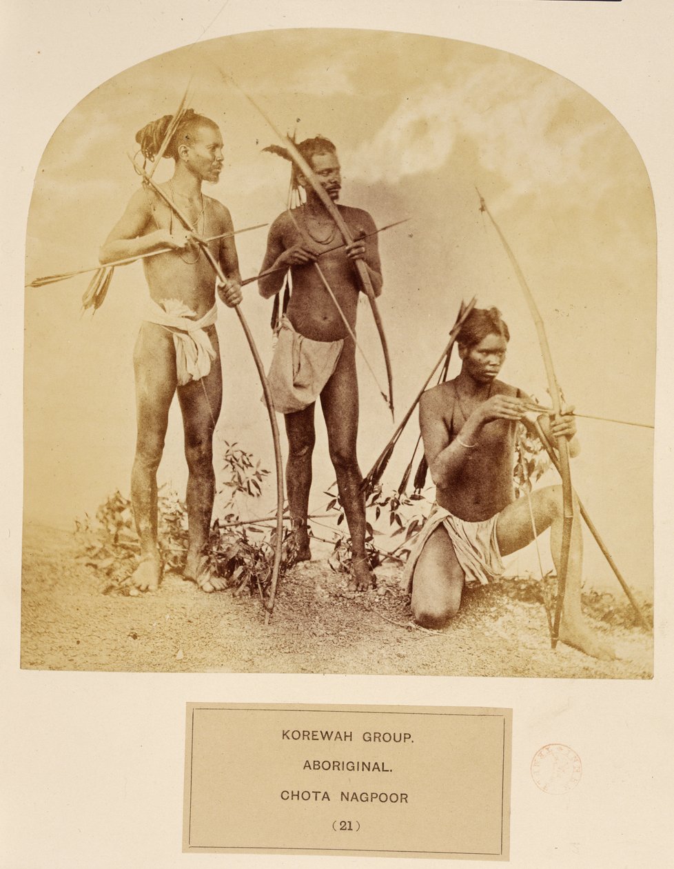 Korewah Group, Aboriginal, Chota Nagpoor, J. Forbes Watsonin teoksesta The People of India, julkaistu 1868 (albumiprintti) tekijältä English Photographer