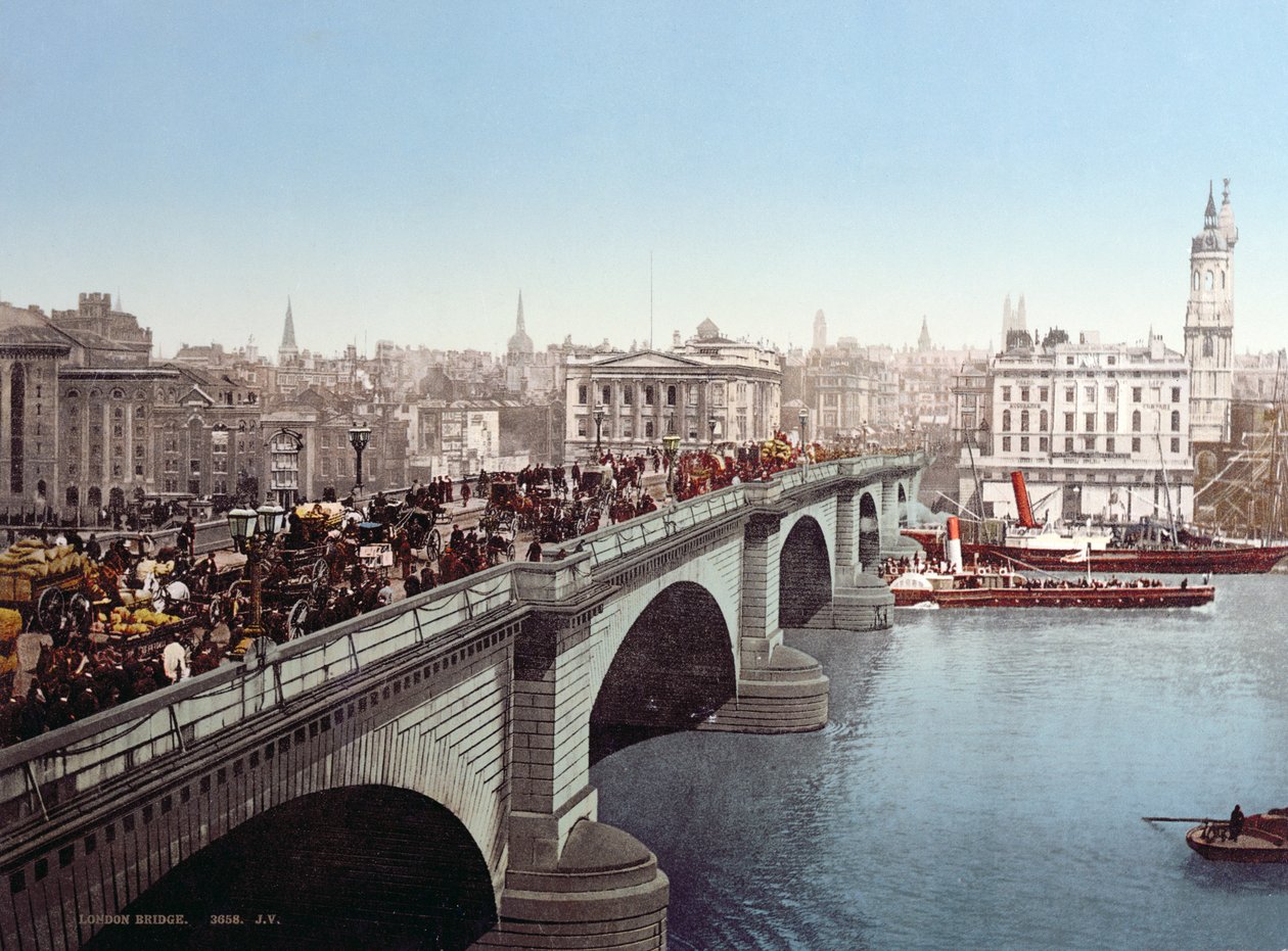 London Bridge n. 1900 (värillisen valokuvan jälkeen) tekijältä English Photographer