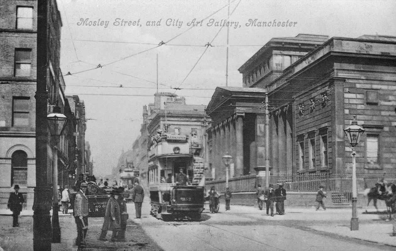 Mosley Street ja City Art Gallery, Manchester, n. 1910 tekijältä English Photographer