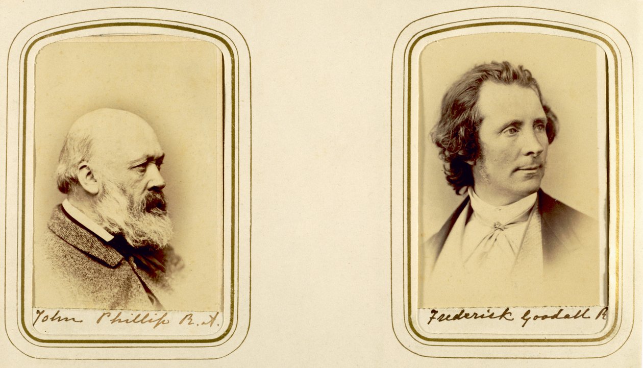 Muotokuvia John Phillipistä ja Frederick Goodallista (seepiakuva) tekijältä English Photographer