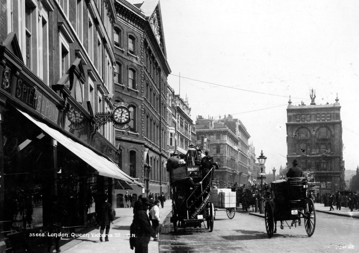 Queen Victoria Street, Lontoo, noin 1891 tekijältä English Photographer