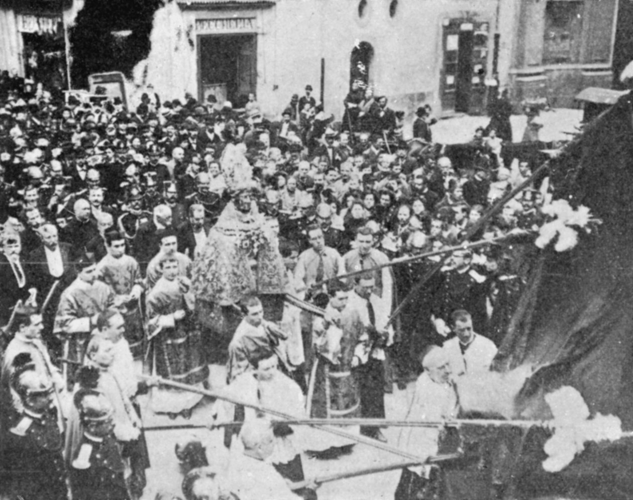 Pyhän tammikuun päivä Napolissa, Italiassa, kuvitus kirjasta Kuningas, 25. toukokuuta 1901 tekijältä English Photographer
