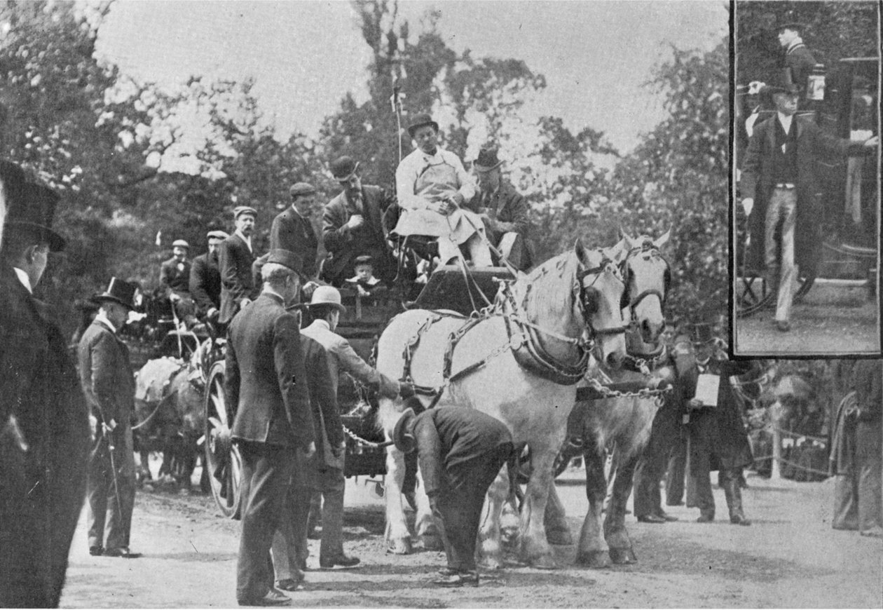 Kärry-hevosparaati, kuvitus elokuvasta Kuningas, 1. kesäkuuta 1901 tekijältä English Photographer