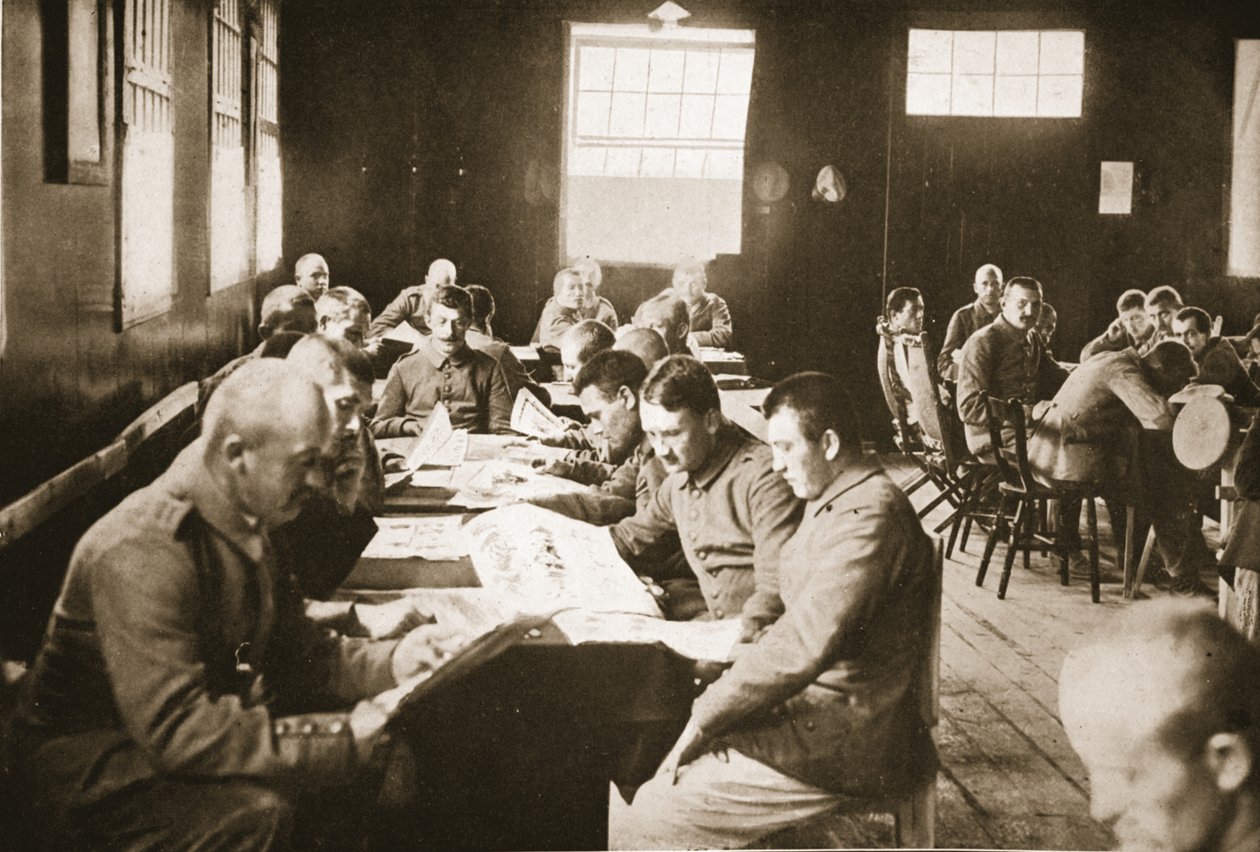 The Reading Room, Dorchester, kuvitus saksalaisista vangeista Isossa-Britanniassa (syväpaino) tekijältä English Photographer