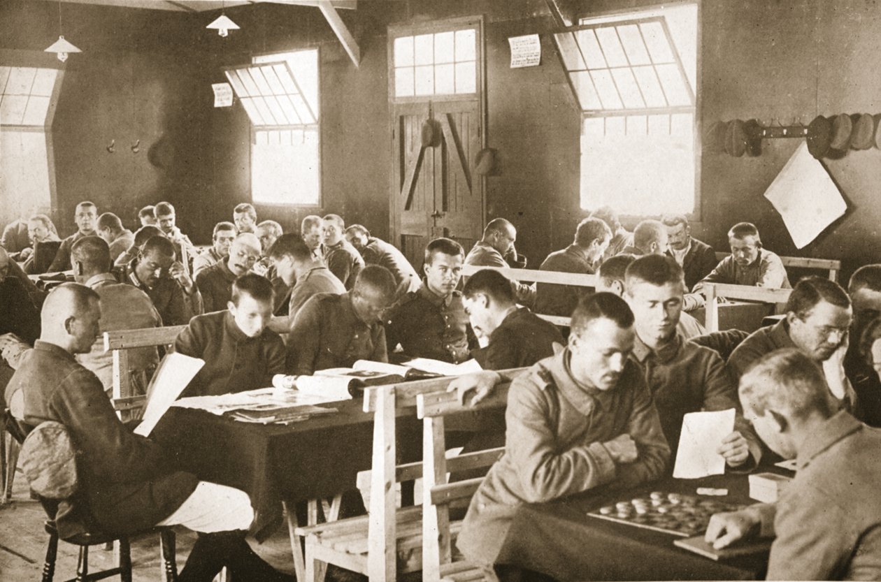 Y.M.C.A. Pelihuone, Dorchester, kuvitus saksalaisista vangeista Isossa-Britanniassa (syväpaino) tekijältä English Photographer