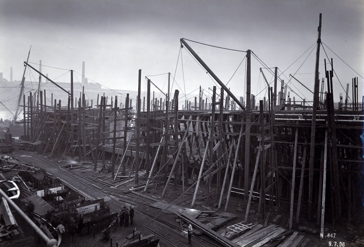 Jäätä murtava junalauttahöyrylaiva SS Baikal rungossa Sir W.G. Armstrong Mitchell and Co. Ltd.:n rakentamana Low Walkerin telakalla, Newcastle upon Tyne vuonna 1896, telakka nro 647, Baikaljärvi tekijältä English Photographer