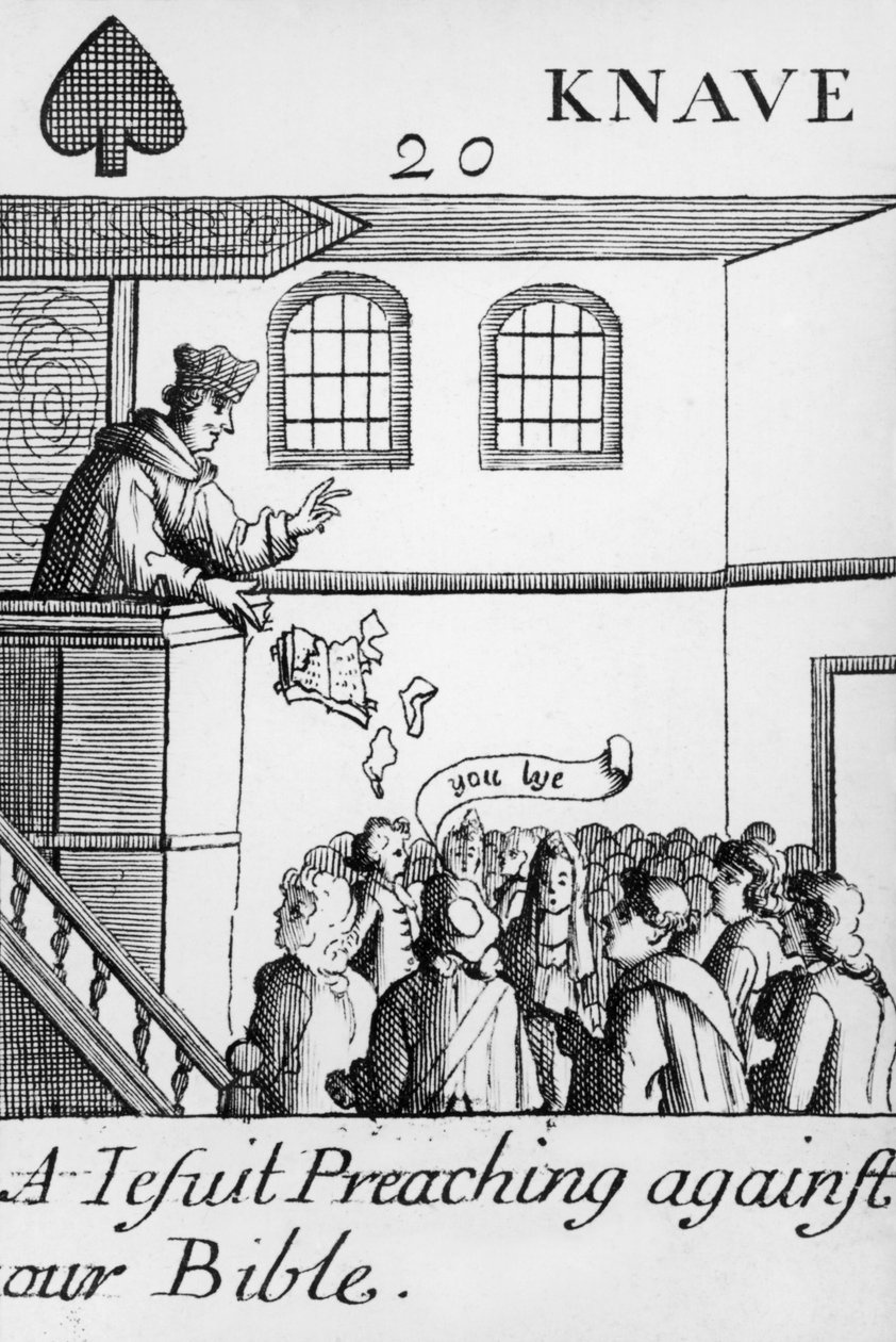 Jesuiitta saarnaa Raamattuamme vastaan, Pata Jack, pelikorttisarjasta, 1679 tekijältä English School