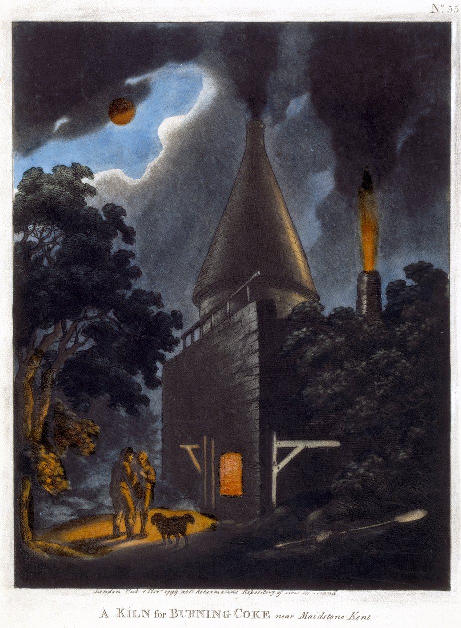 Uuni koksinpolttoa varten, lähellä Maidstonea, Kentissä, marraskuussa 1799 (väriakvatinta) tekijältä English School