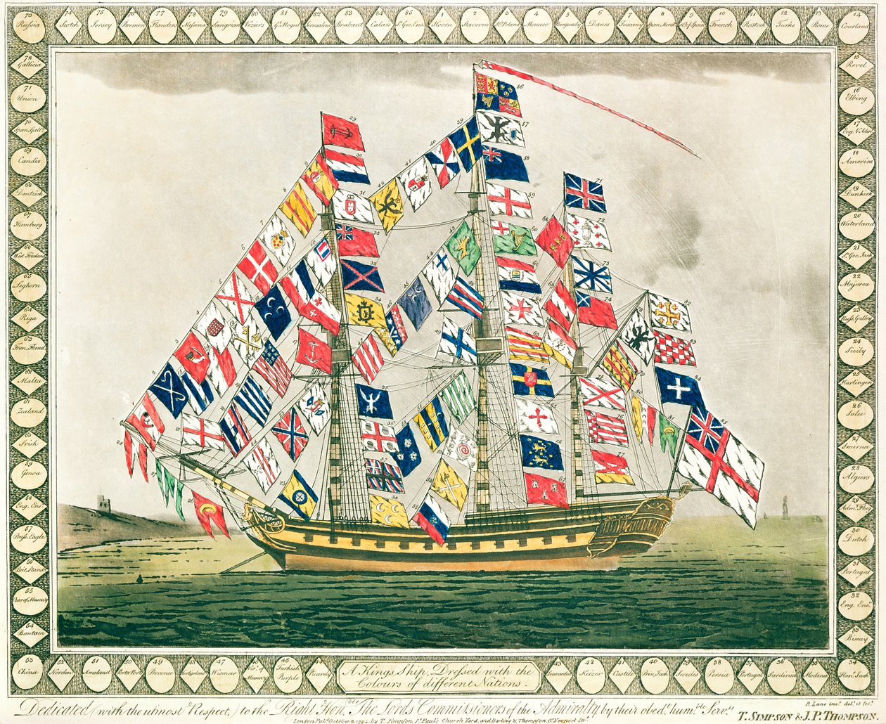 Kuninkaan laiva, joka on pukeutunut eri kansojen väreihin, 6. lokakuuta 1794 tekijältä English School