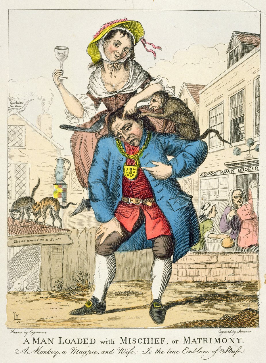 Mies täynnä pahaa, eli avioliittoa, n. 1766 (värietsaus) tekijältä English School
