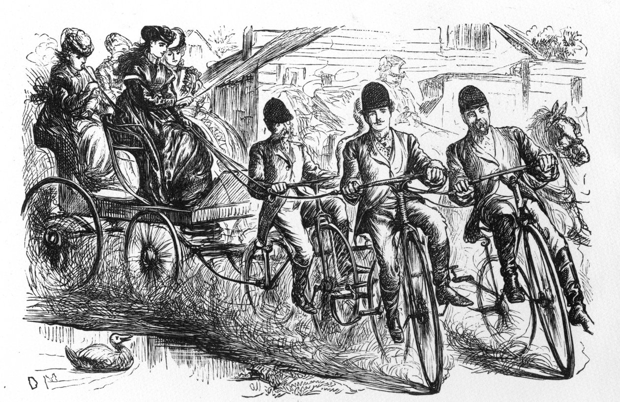 Uusi idea. Brightoniin ja takaisin hetkessä, sarjakuva Punchista, julkaistu 21. elokuuta 1869 tekijältä English School