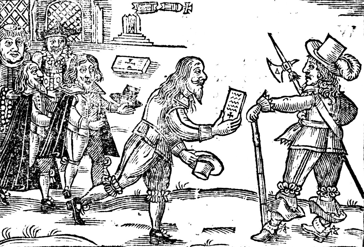 Skotlantilainen anoo Charles I:tä (1600-49) tekijältä English School