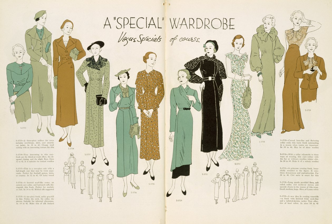 Erikoisvaatekaappi, "Vogue Pattern Bookista" vuodelta 1930 tekijältä English School