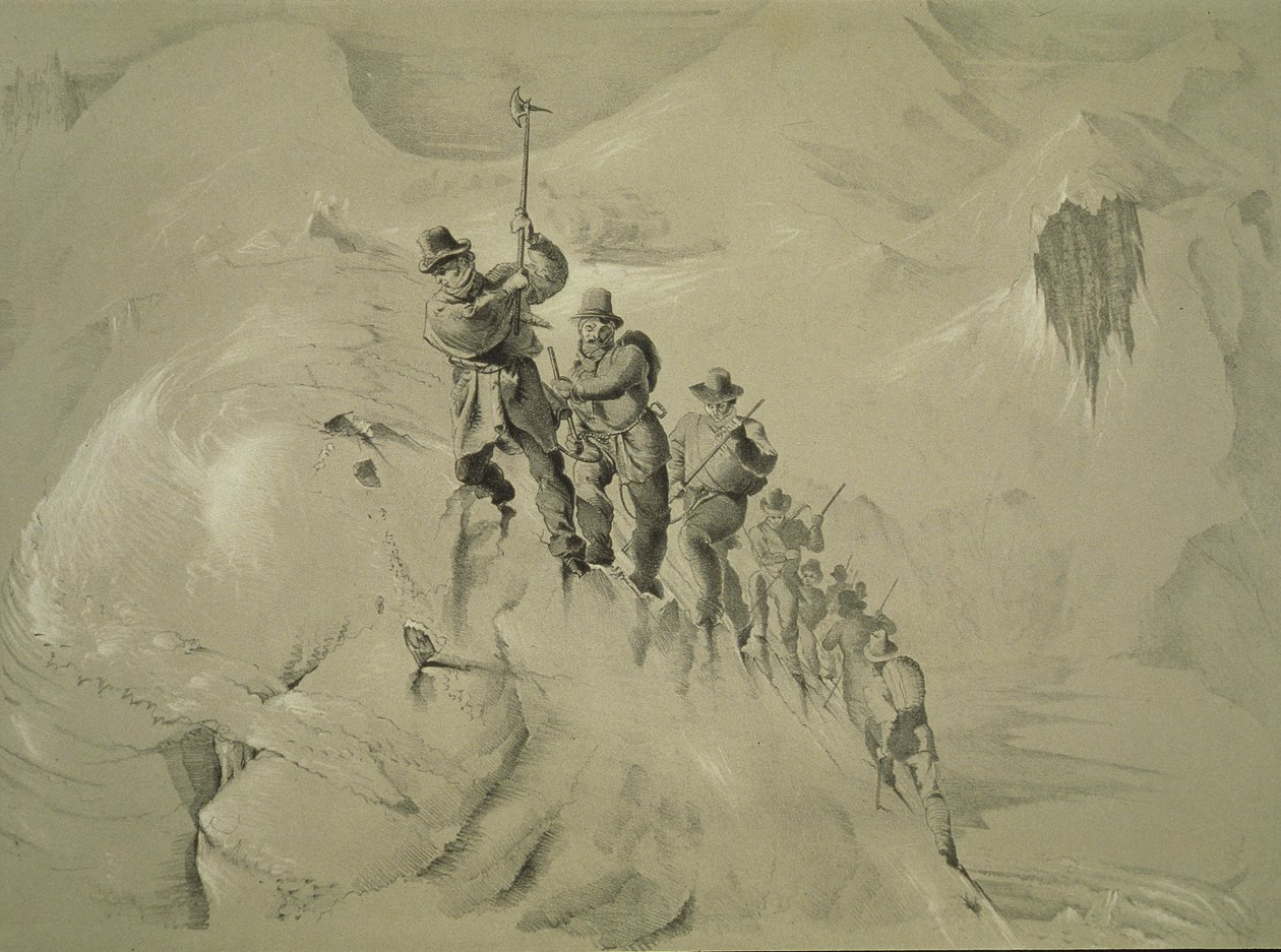 Jyrkkä nousu, kymmenestä kohtauksesta Mont Blancin viimeisellä nousulla, mukaan lukien viisi näkymää huipulta, J.D.H. Browne, julkaistu 1853 tekijältä English School