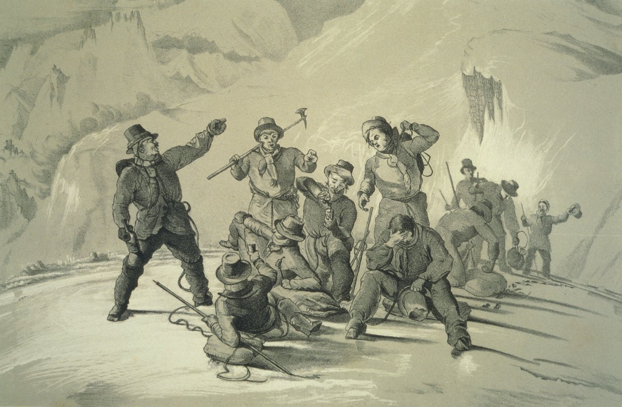 Pysähdys virkistykseen, kymmenestä kohtauksesta Mont Blancin viimeisellä nousulla, mukaan lukien viisi näkymää huipulta, kirjoittanut J.D.H. Browne, julkaistu 1853 tekijältä English School