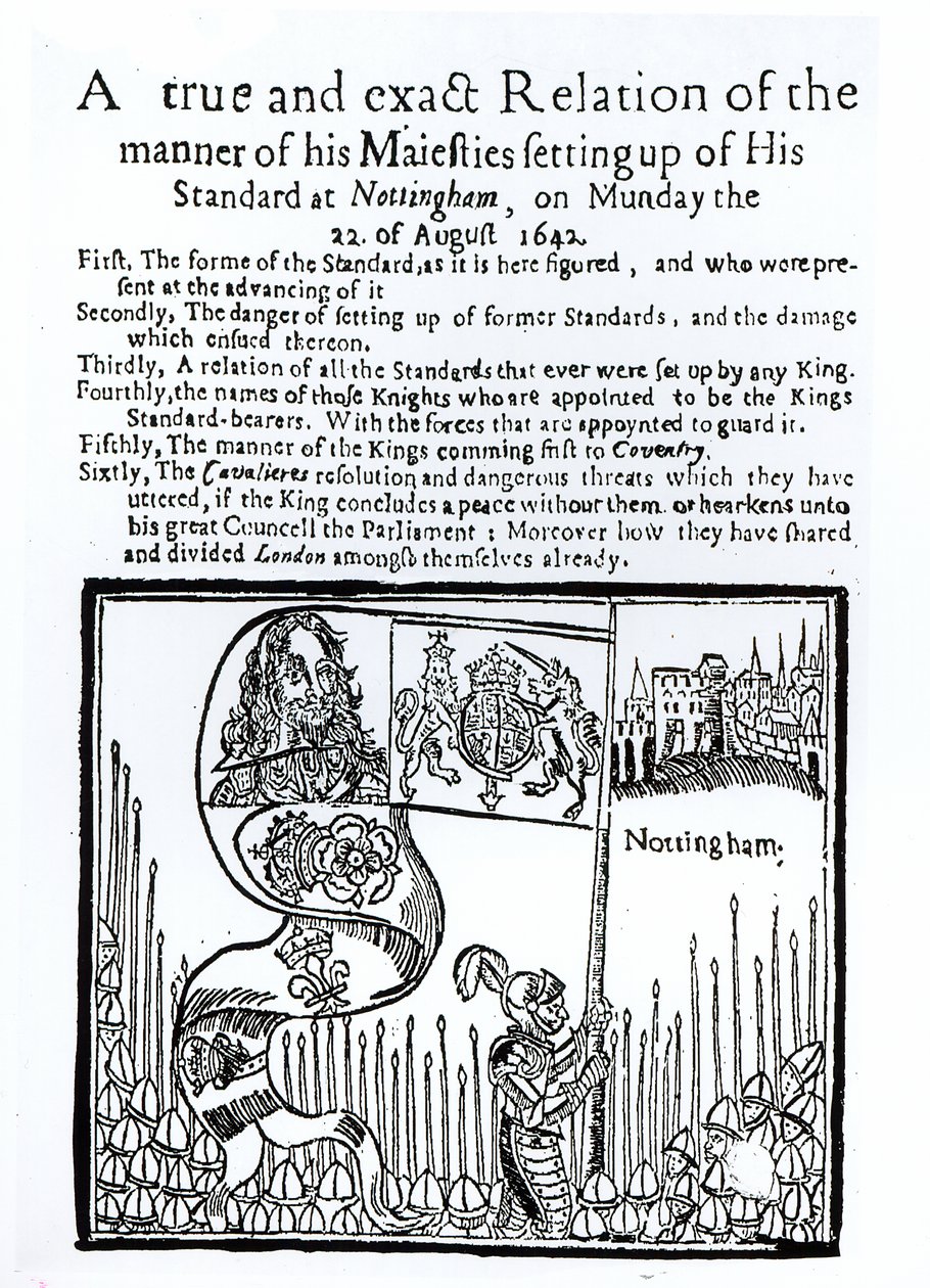 Todellinen ja tarkka suhde hänen majesteettinsa tapaan perustaa standardinsa Nottinghamissa maanantaina 22. elokuuta 1642 tekijältä English School