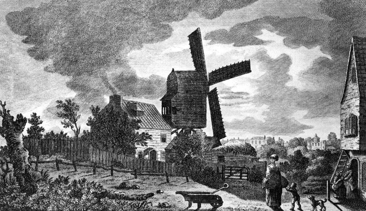 Näkymä tehtaalta lähellä Blackheathia Kentissä, kuun valossa, 1770 tekijältä English School