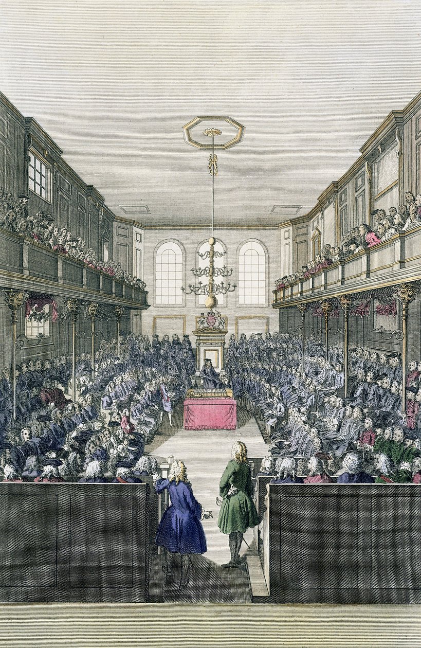 Näkymä alahuoneesta, kaiverrettu B. Cole (fl.1748-75) tekijältä English School