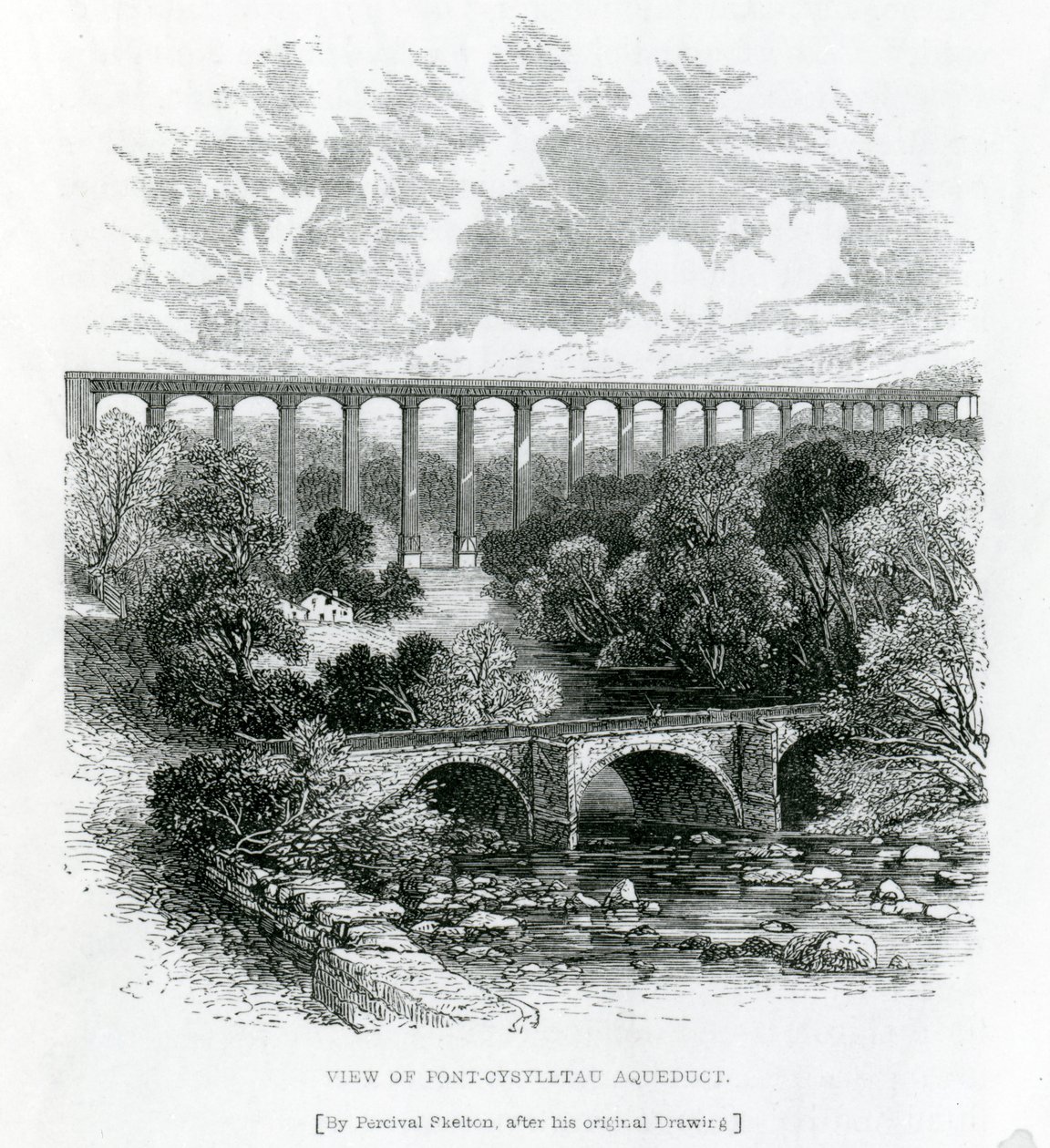 Näkymä Pontcysyllten akveduktista, 1861 tekijältä English School