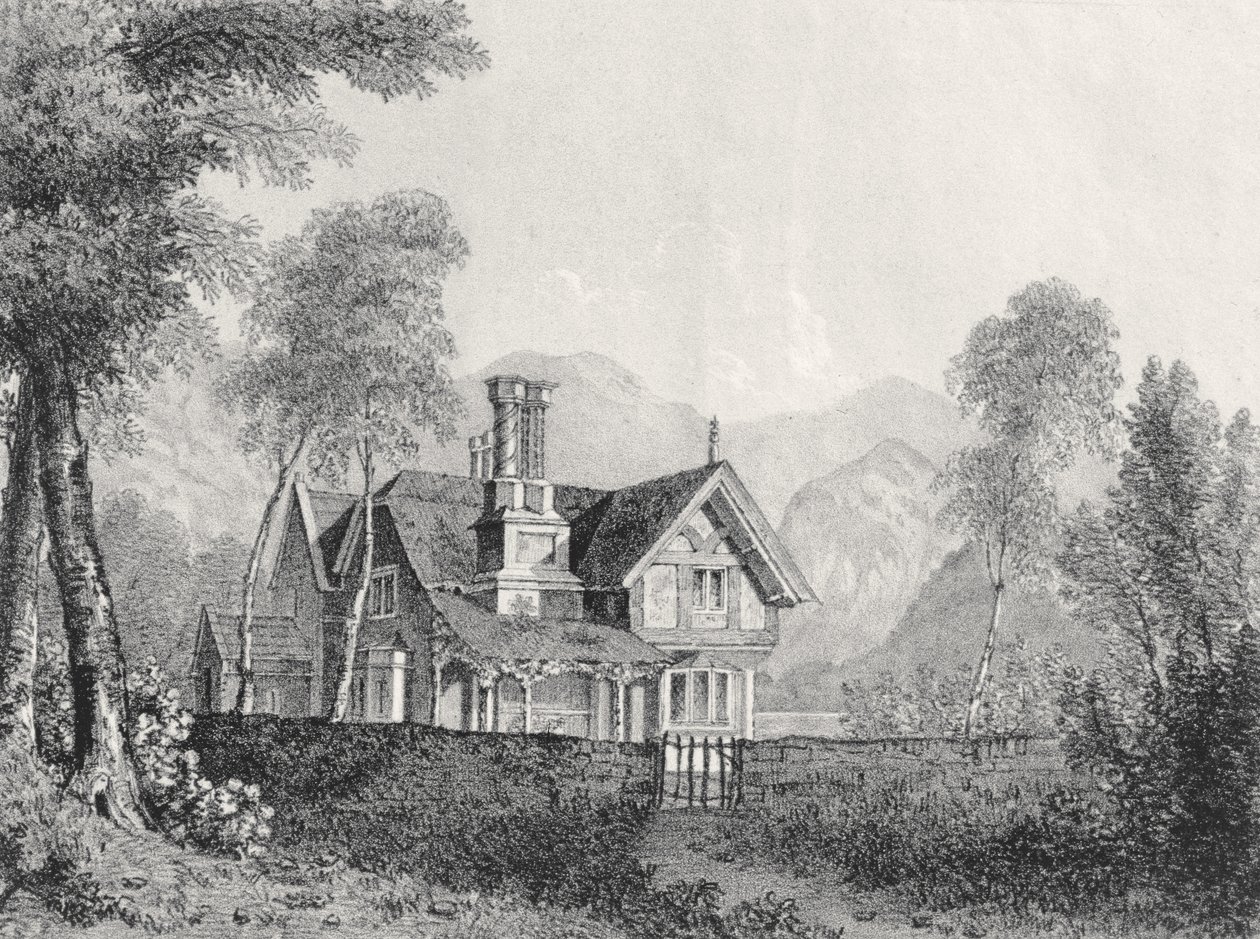 Mökki maisemassa, Michael Faradayn leikekirjasta, 1825 tekijältä English School