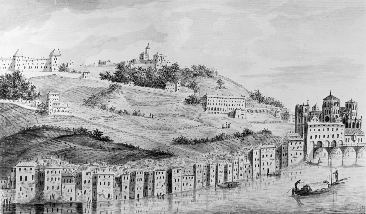 Näkymä Lyonin kaupungin satamaan Rhonelta, 1870. tekijältä English School