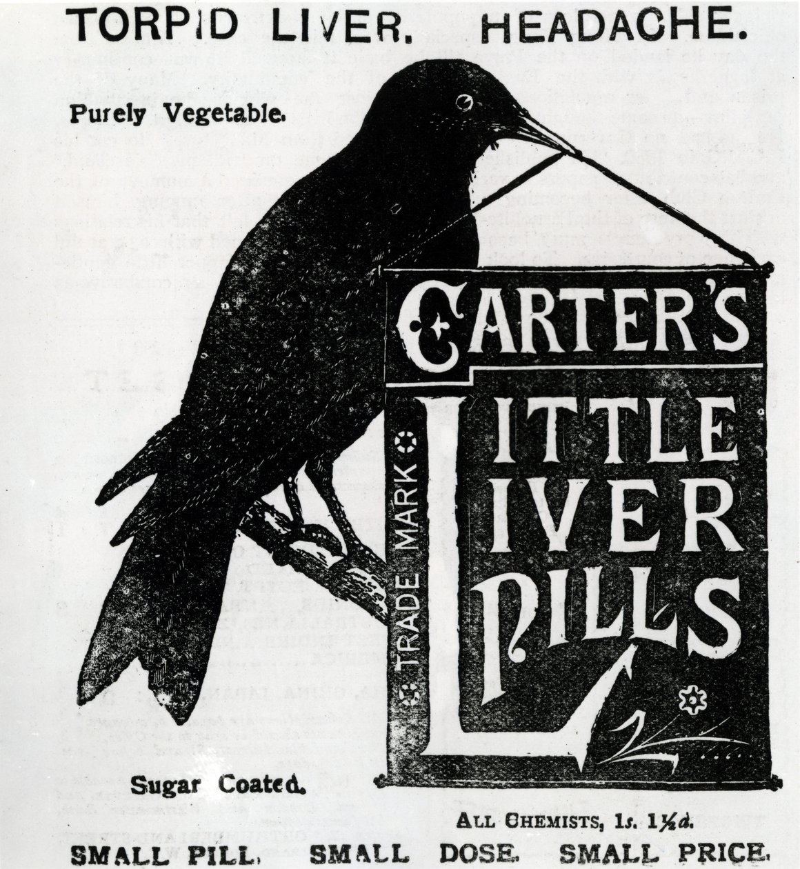 Carterin pikku maksapillereiden mainos, noin 1880-1900. tekijältä English School