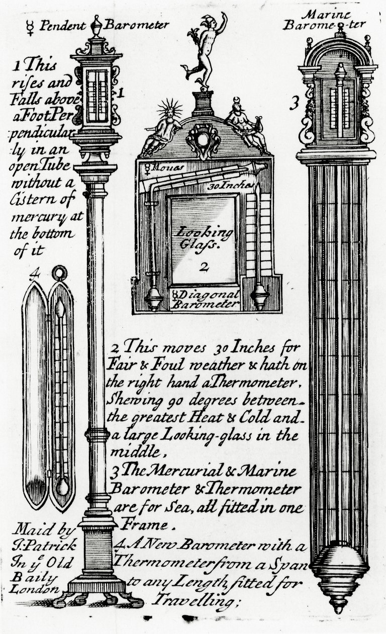 John Patrickin tekemä Barometrien mainos, n. 1705-1715 tekijältä English School