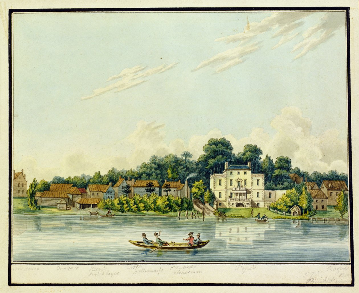 Alexander Popes Twickenham Villa, n. 1800 (wc paperilla) tekijältä English School