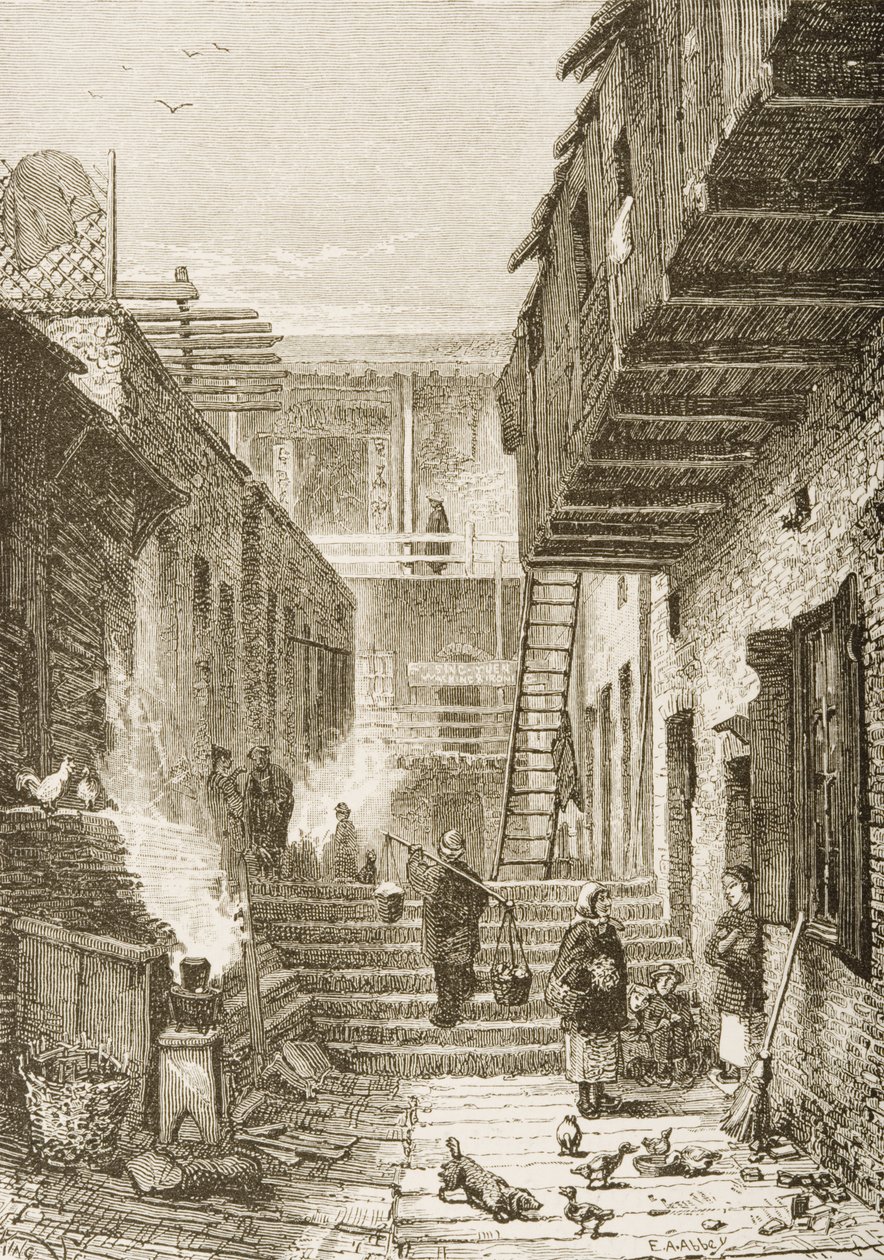 Alley in Chinatown, San Francisco, Kalifornia, American Picturesista, julkaisija The Religious Tract Society, 1876 tekijältä English School