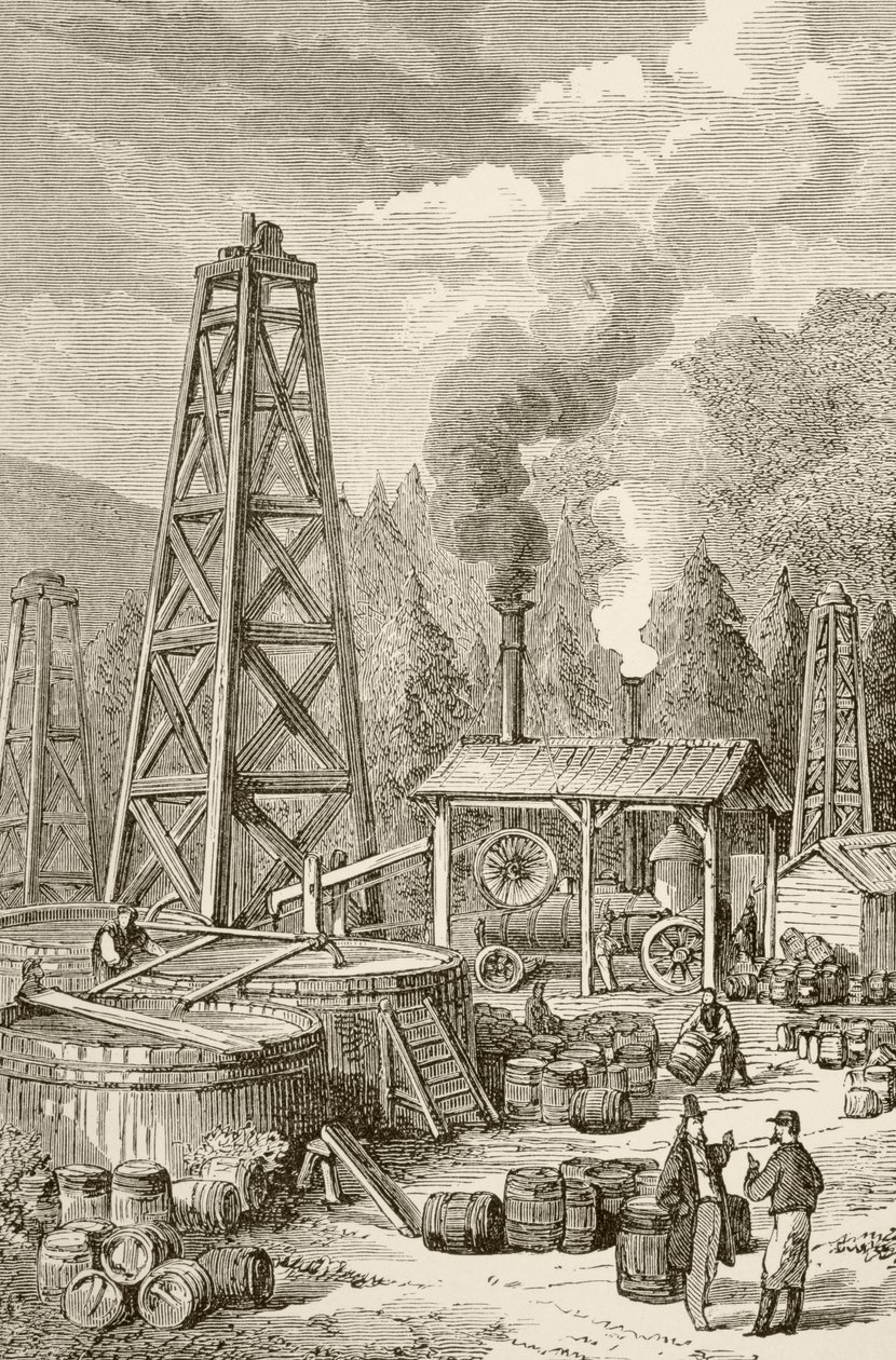 Öljylähde 1800-luvun Pennsylvaniassa, Yhdysvalloissa. tekijältä English School